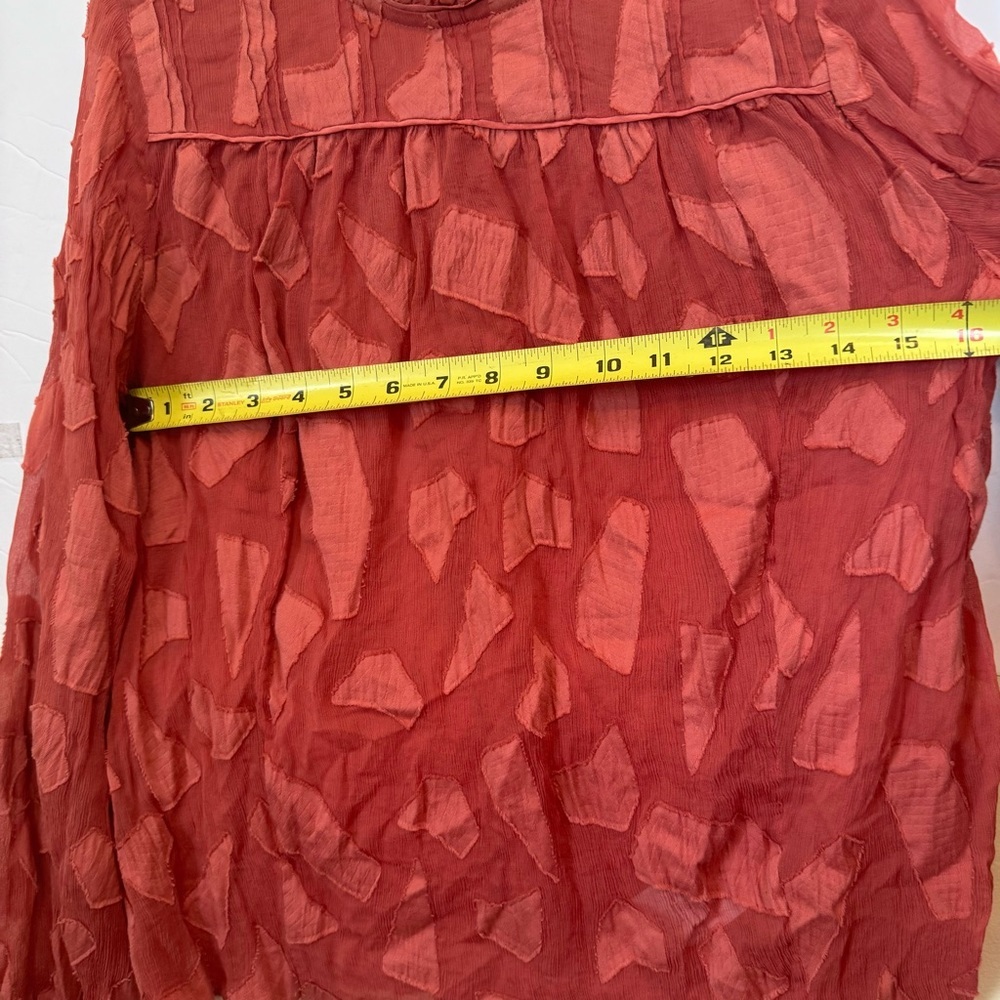 Aritzia Wilfred Le Fou Henrietta Blouse Top Silk Cotton Lourdes Textured Coral S - Picture 15 of 16